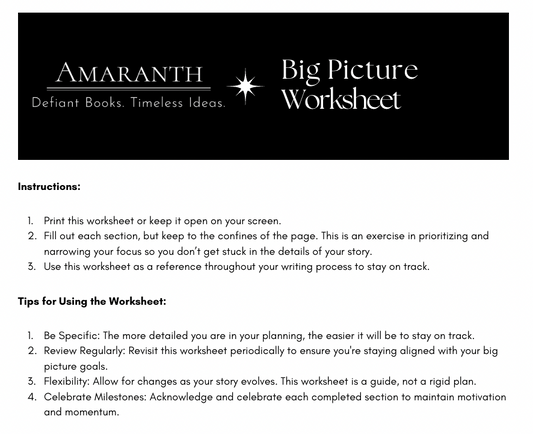 Big Picture Worksheet